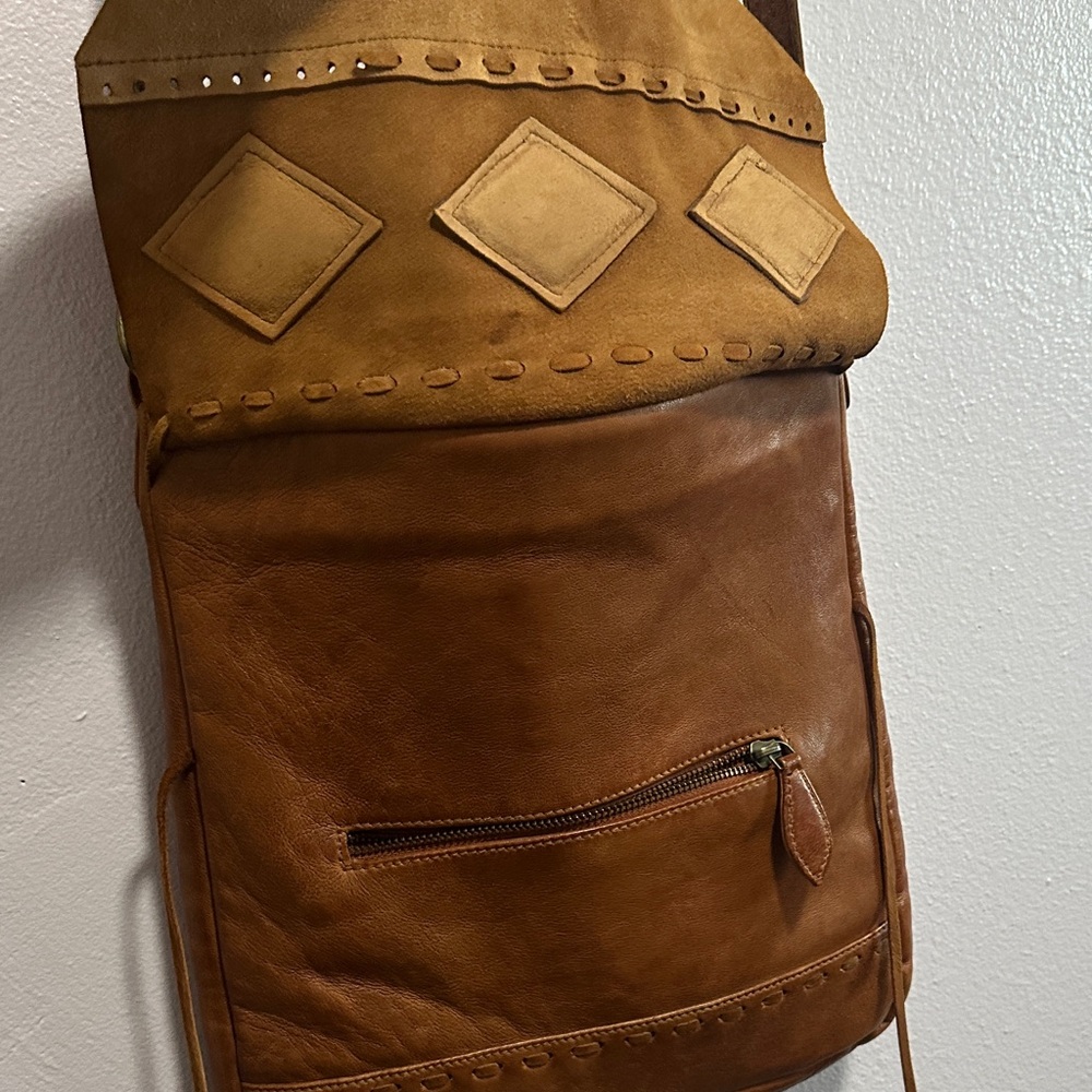 Scully Tan Leather Crossbody Bag with Diamond Accents - Picture 3 of 16